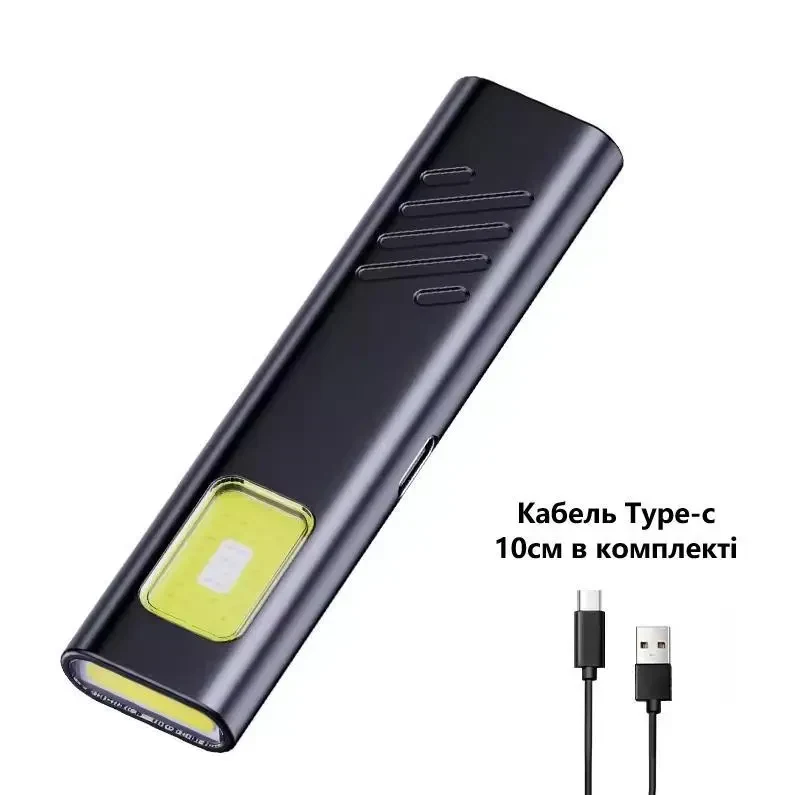 Міні ліхтар з кліпсою Security Flashing Work Light Type-C, вбудований акумулятор, багатофункціональний EDC ліхтар для риболовлі,