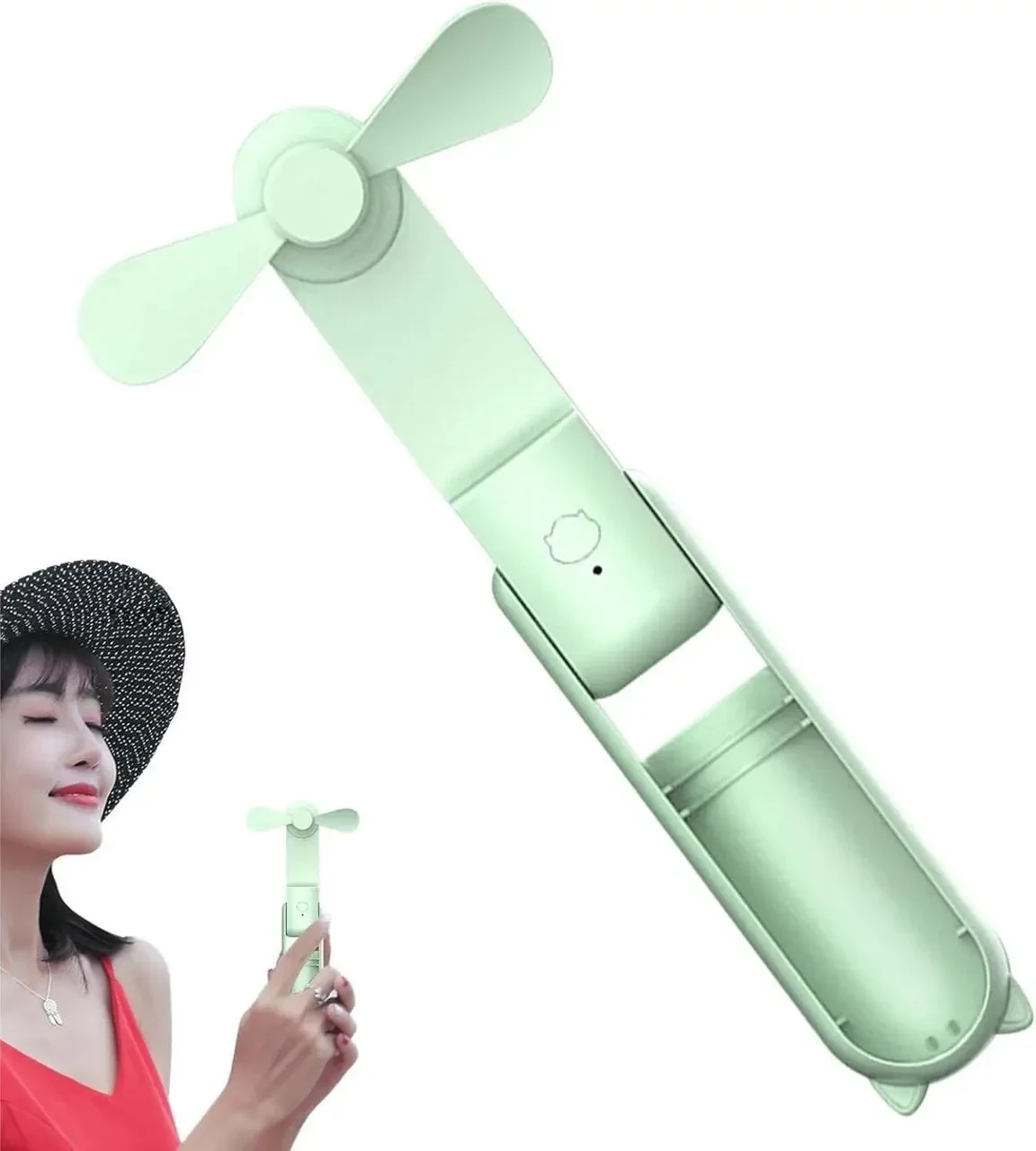 Портативний складний вентилятор Foldable Handheld Fan Зелений