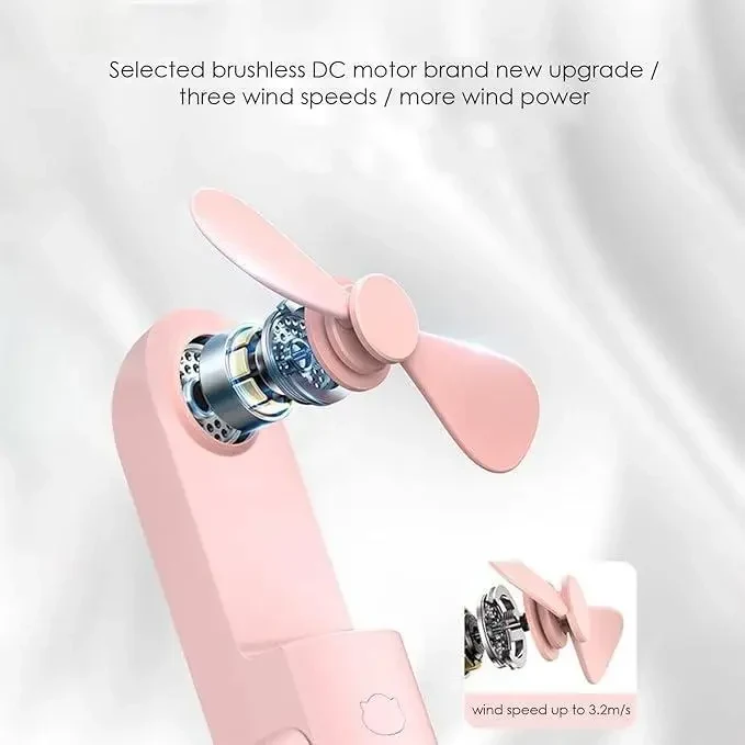 Портативний складний вентилятор Foldable Handheld Fan Рожевий