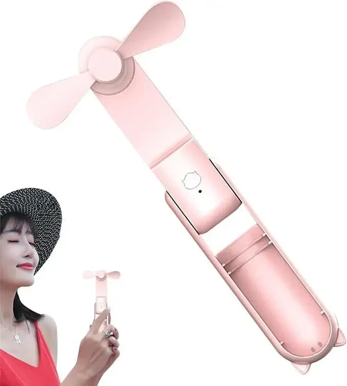 Портативний складний вентилятор Foldable Handheld Fan Рожевий