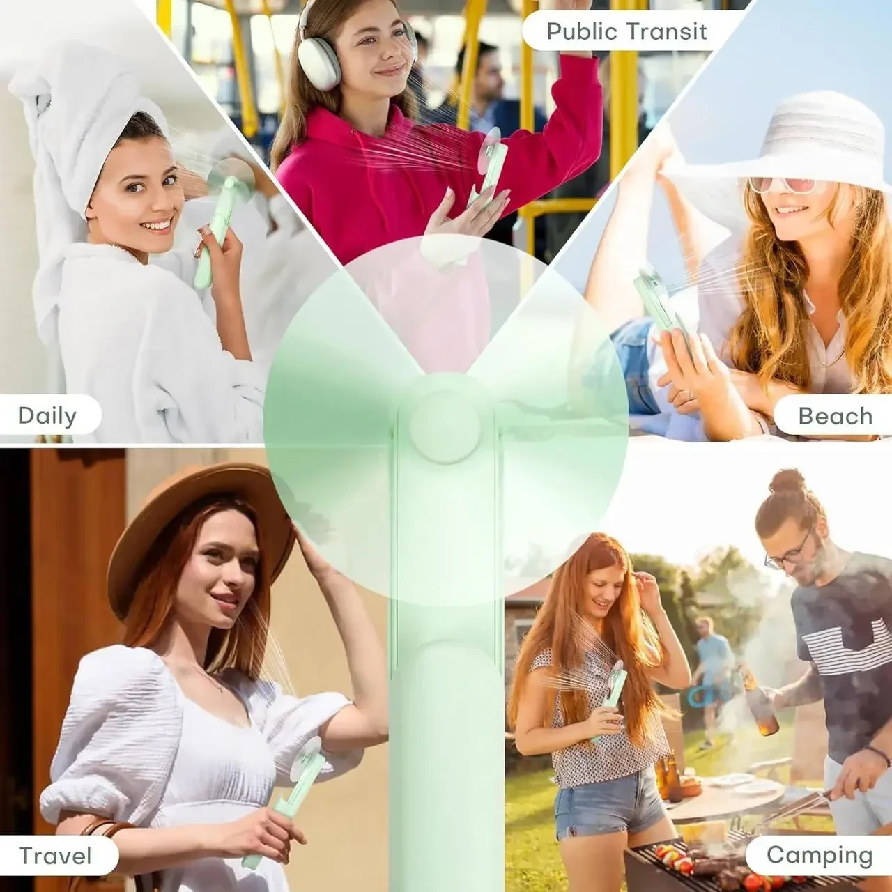 Портативний складний вентилятор Portable Small Pocket Fan М'ятний