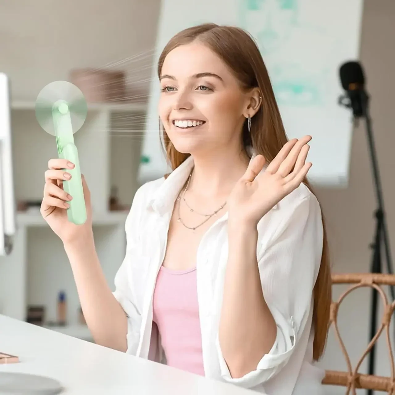 Портативний складний вентилятор Portable Small Pocket Fan М'ятний