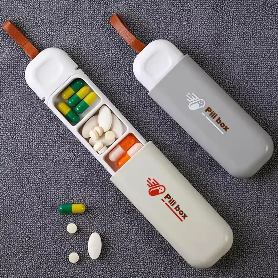Вологозахисна пластикова таблетниця для ліків на 3 відділення Pill Box органайзер - контейнер для вітамінів і таблеток, Сірий