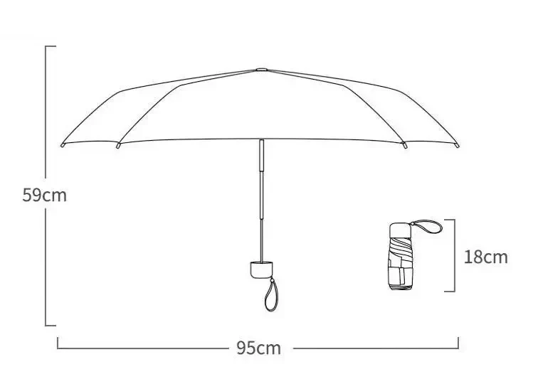 Міні-парасоля Pocket Rain Umbrella у чохлі, складана, з УФ-захистом, для сонця та дощу, легка, водонепроникна, Темно-червона