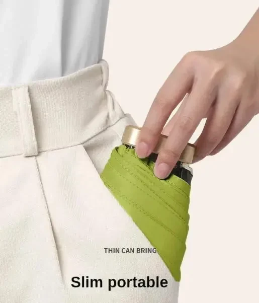 Міні-парасоля Pocket Rain Umbrella у чохлі, складана, з УФ-захистом, для сонця та дощу, легка, водонепроникна, Зелений