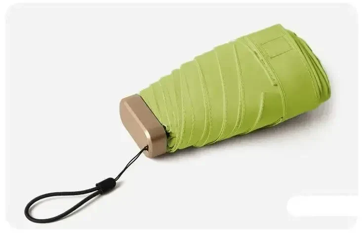 Міні-парасоля Pocket Rain Umbrella у чохлі, складана, з УФ-захистом, для сонця та дощу, легка, водонепроникна, Зелений