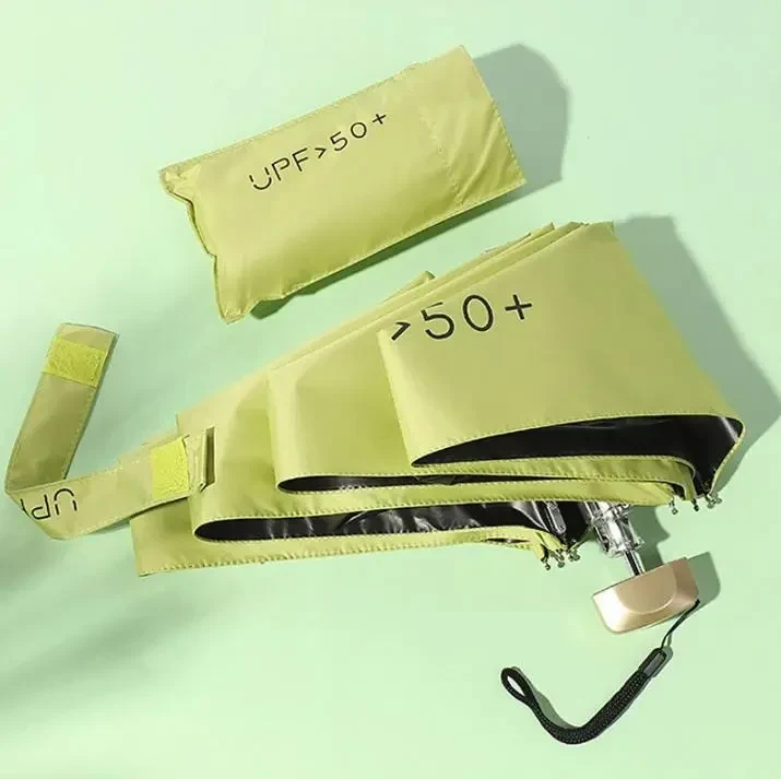 Міні-парасоля Pocket Rain Umbrella у чохлі, складана, з УФ-захистом, для сонця та дощу, легка, водонепроникна, Зелений
