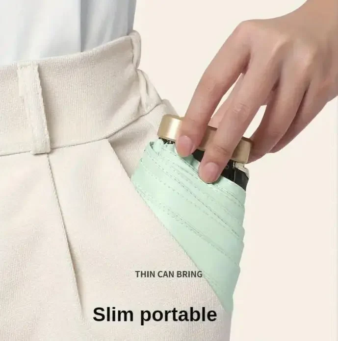 Міні-парасоля Pocket Rain Umbrella у чохлі, складана, з УФ-захистом, для сонця та дощу, легка, водонепроникна, Темно-червона