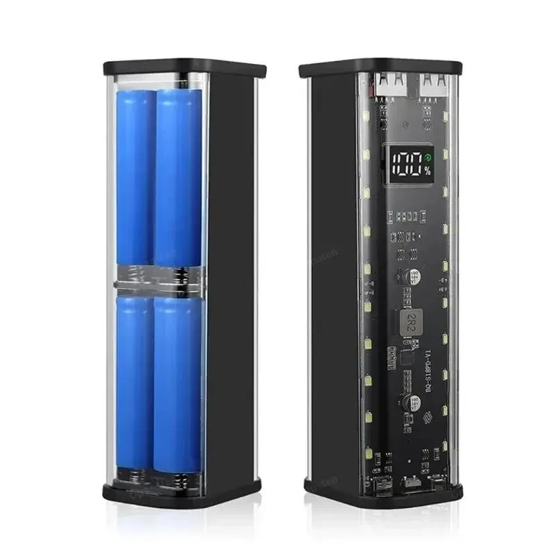 Корпус для павербанку 8×18650 — 22.5W швидка зарядка, LED, порти USB-C та Micro USB, бокс для акумуляторів, для самостійної