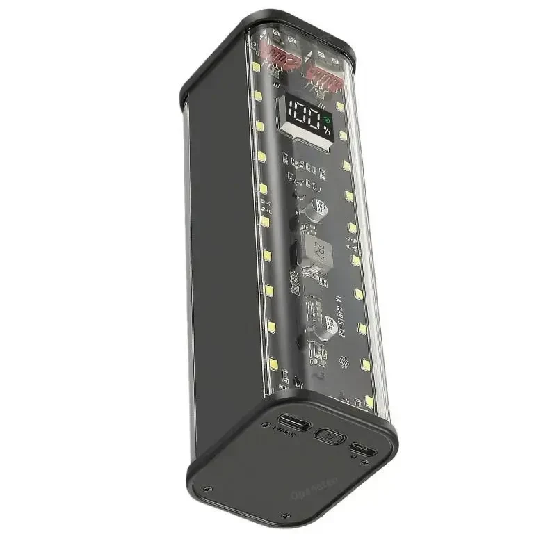 Корпус для павербанку 8×18650 — 22.5W швидка зарядка, LED, порти USB-C та Micro USB, бокс для акумуляторів, для самостійної
