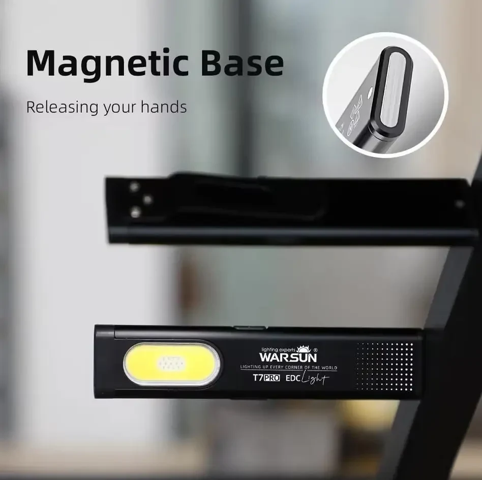 Акумуляторний Міні Ліхтарик Warsun T7 PRO LED в металевому корпусі з USB-C, Магнітом і Потужністю 600Lm, Чорний (УЦІНКА)