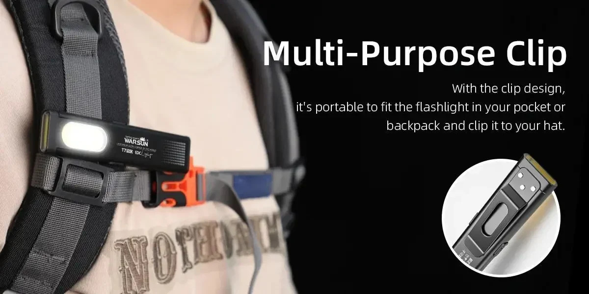 Акумуляторний Міні Ліхтарик Warsun T7 PRO LED в металевому корпусі з USB-C, Магнітом і Потужністю 600Lm, Чорний (УЦІНКА)