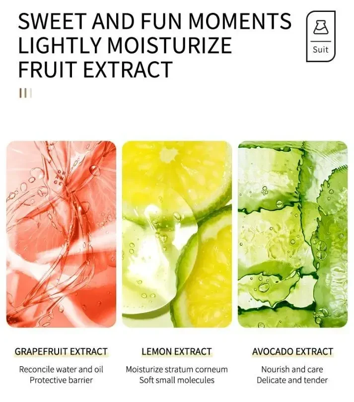 Набір зволожуючих кремів для рук SADOER Fruit Plant Fragrance (Авокадо, Лимон, Грейпфрут) — 5 шт в наборі