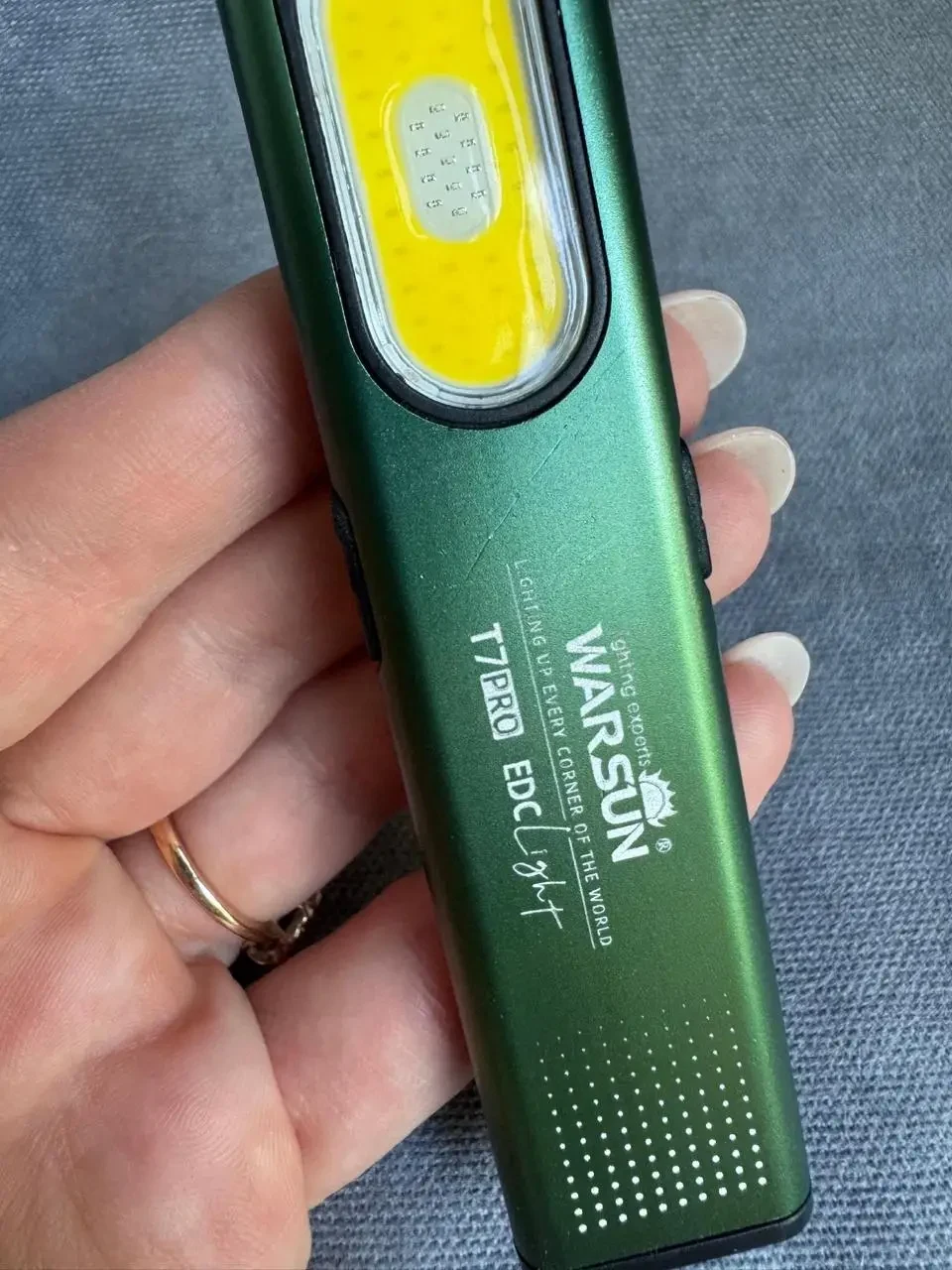 Акумуляторний Міні Ліхтарик Warsun T7 PRO LED в ультратонкому металевому корпусі з USB-C, Магнітом і Потужністю 600Lm, Зелений