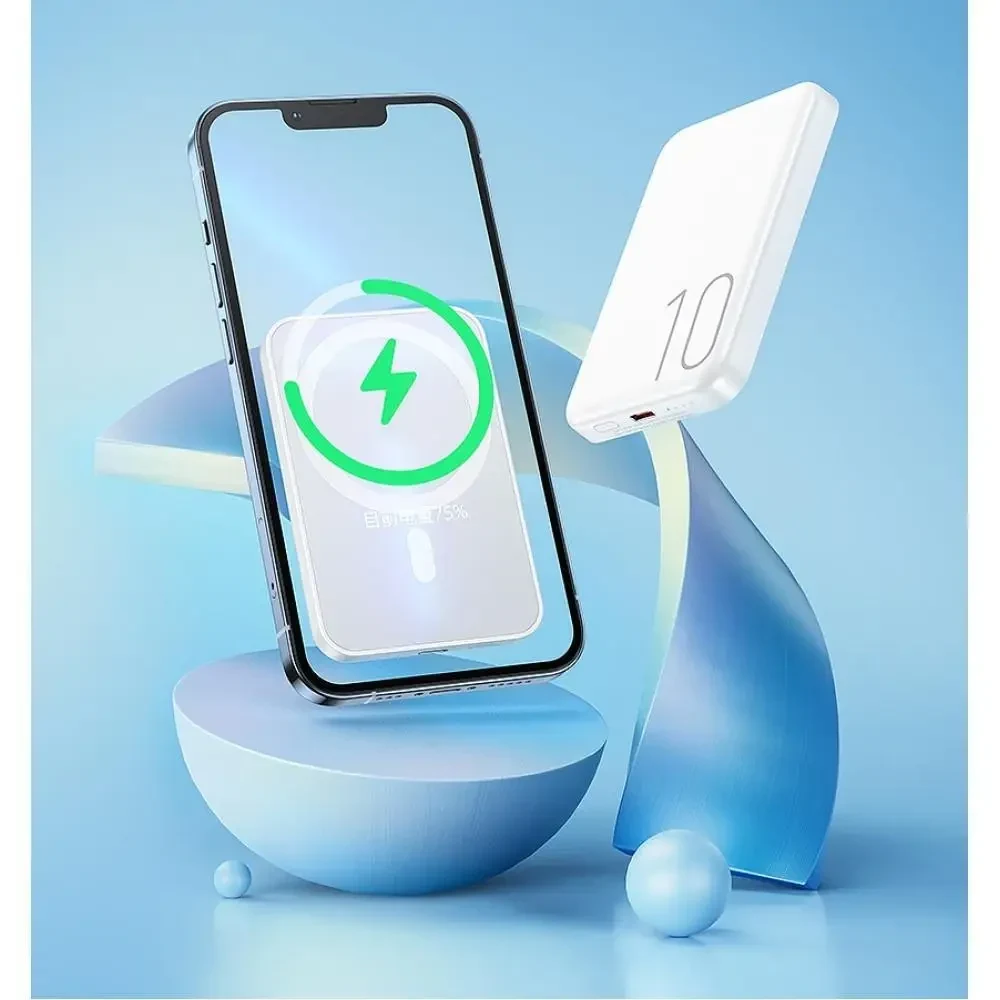 УМБ Power Bank REMAX RPP-65 PD20W+Wireless(15W) 10000 mAh з магнітною зарядкою Білий