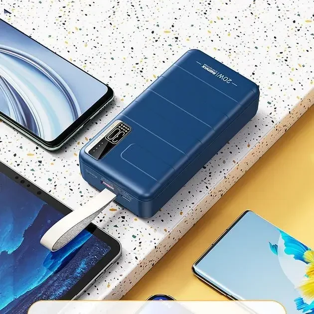 Зовнішній акумулятор Remax Noah Series 30000mAh (USB+Type-C) із швидкою зарядкою QC 22,5W + PD 20W, синій (RPP-506)
