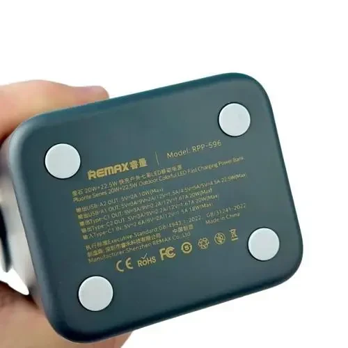 УМБ Power Bank Remax RPP-596 Fluorite Series 40000mAh PD20W+QC22.5W LED підсвітка Сірий