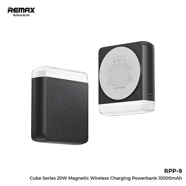 УМБ Power Bank Remax RPP-9 Cube Series Magnetic 10000mAh PD20W з швидкою бездротовою зарядкою MagSafe Чорний