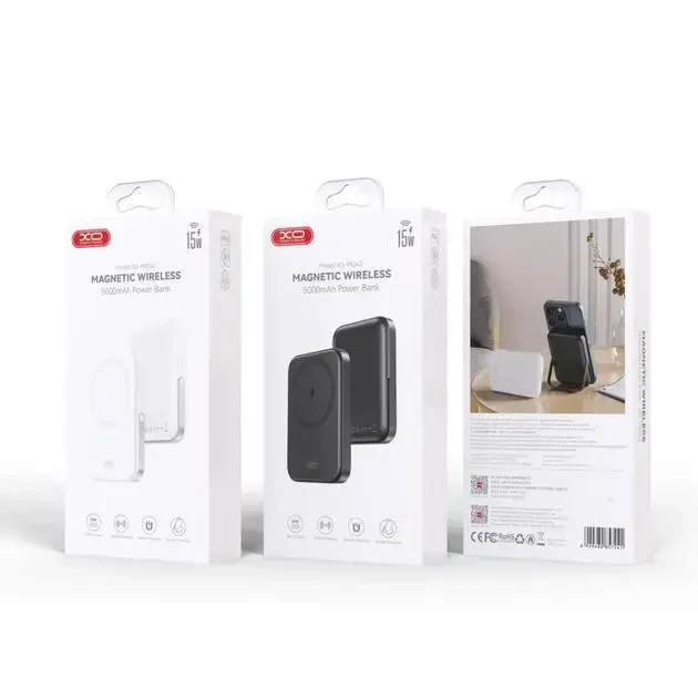 УМБ Power Bank XO PR242 5000mAh PD20W з бездротовою зарядкою MagSafe 15W та U-подібним тримачем, Білий