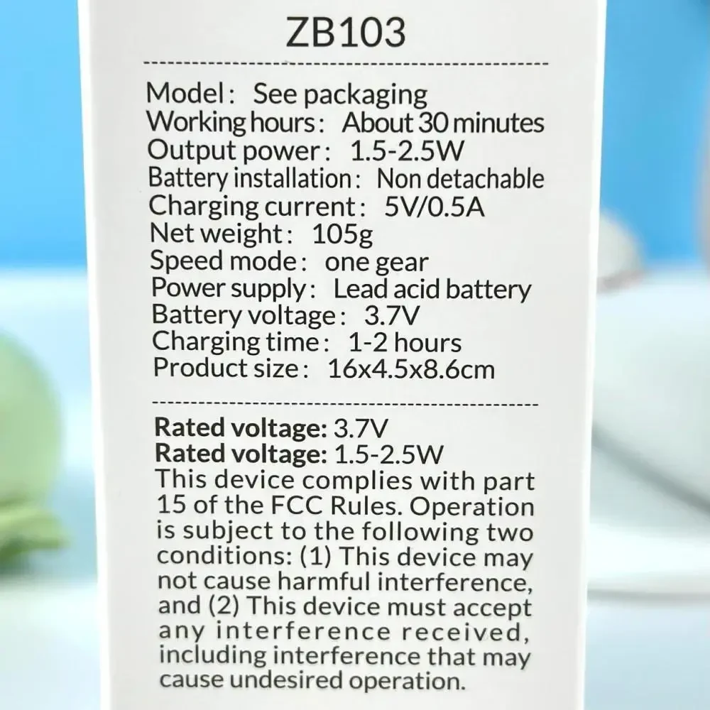 Портативний вентилятор ZB103 Mini з вбудованим акумулятором Білий