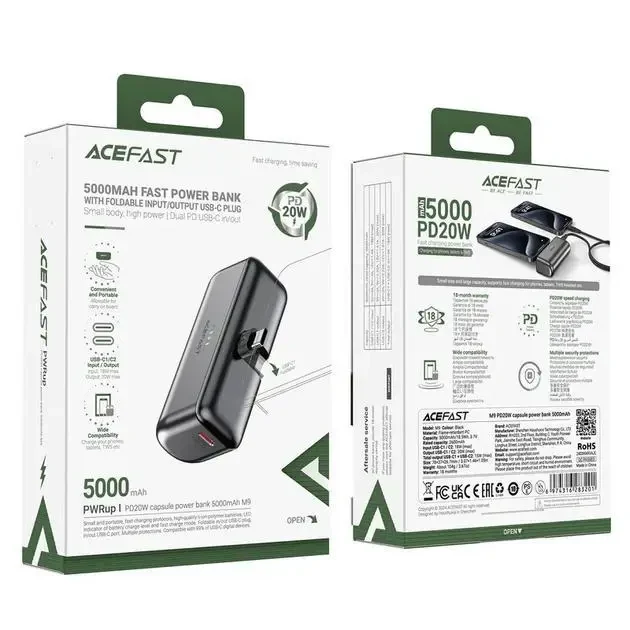 УМБ Power Bank AceFast M9 5000mAh Type-C PD20W Чорний