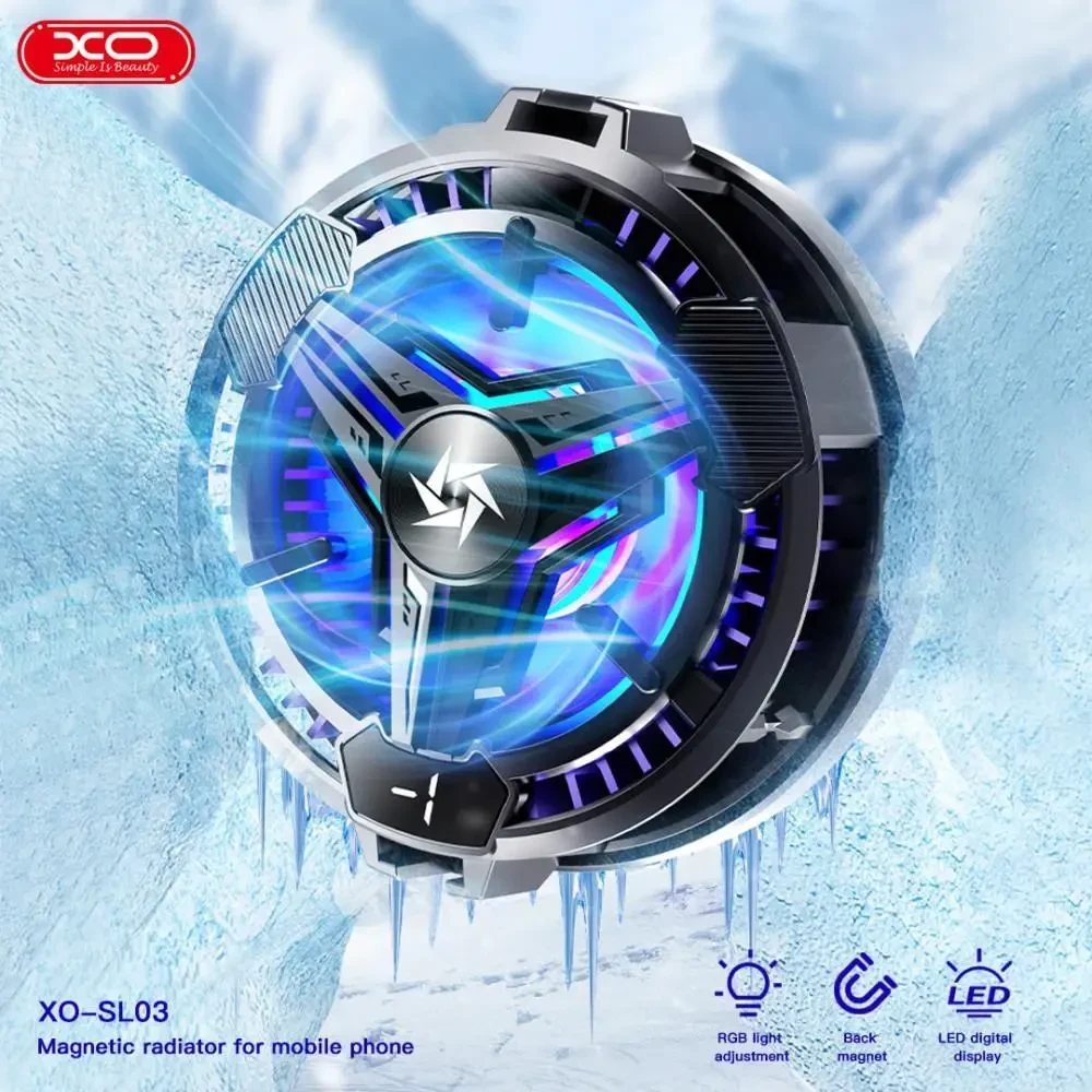 Охолоджувач для телефону XO SL03 з температурним дисплеєм (магнітний+затискач) Чорний