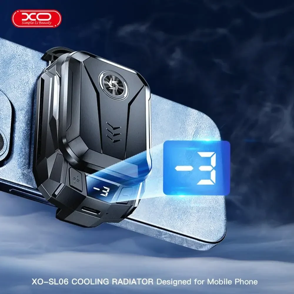 Охолоджувач для телефону XO SL06 1500mAh (дві швидкості з дисплеєм температури та акумулятором) Чорний