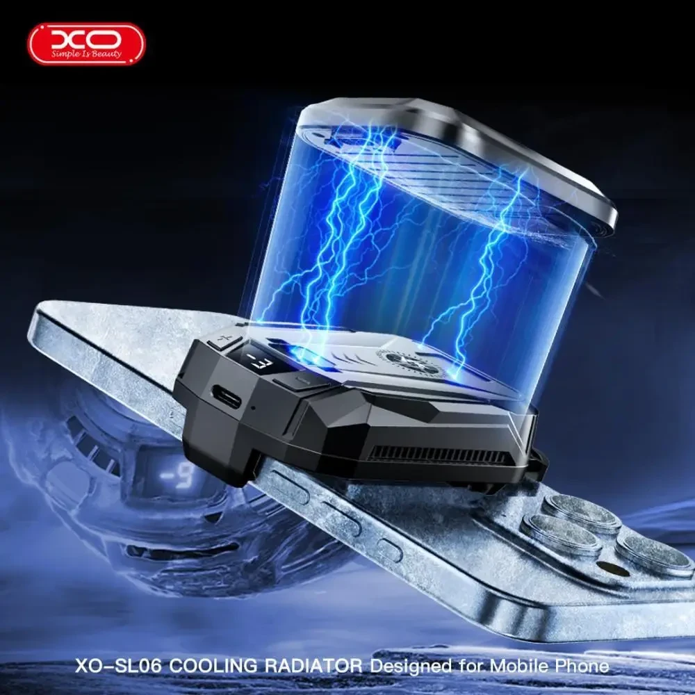 Охолоджувач для телефону XO SL06 1500mAh (дві швидкості з дисплеєм температури та акумулятором) Чорний