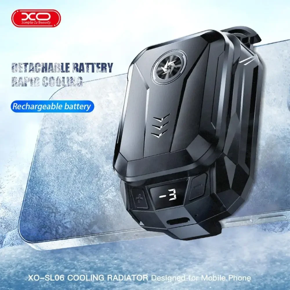 Охолоджувач для телефону XO SL06 1500mAh (дві швидкості з дисплеєм температури та акумулятором) Чорний
