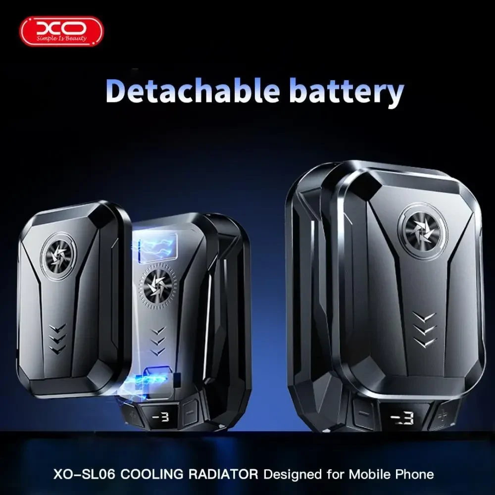 Охолоджувач для телефону XO SL06 1500mAh (дві швидкості з дисплеєм температури та акумулятором) Чорний