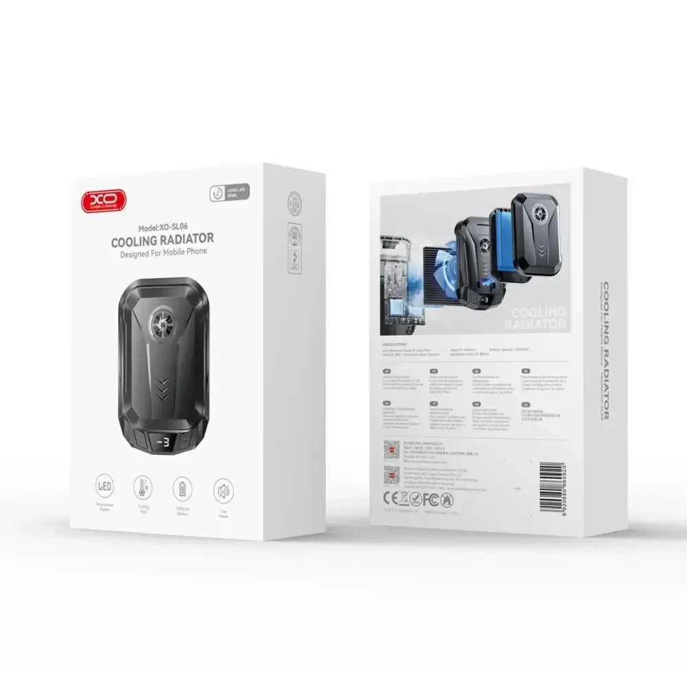 Охолоджувач для телефону XO SL06 1500mAh (дві швидкості з дисплеєм температури та акумулятором) Чорний