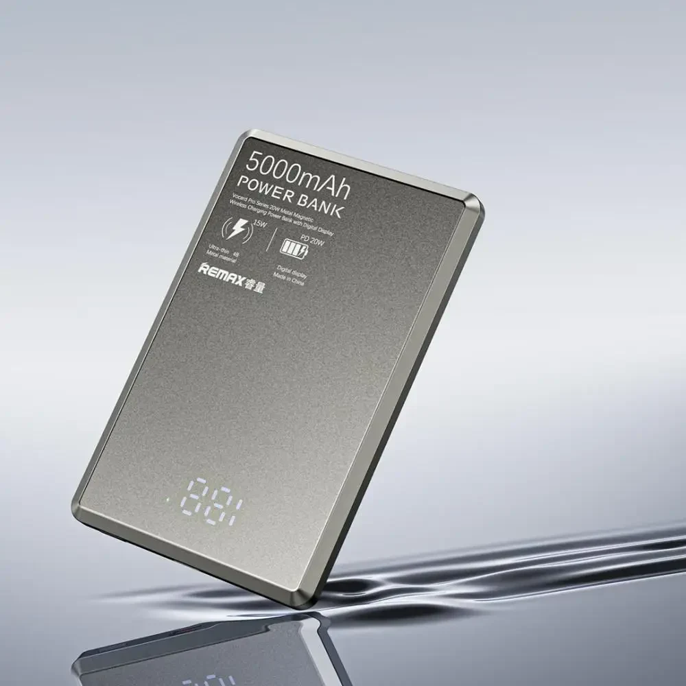 УМБ Power Bank Remax RPP-107 Vocard Pro Series Magnetic 5000mAh PD20W з бездротовою зарядкою Сірий