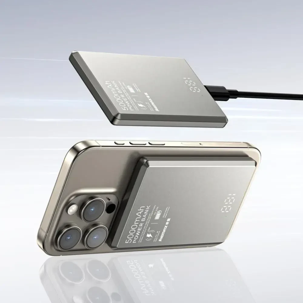 УМБ Power Bank Remax RPP-107 Vocard Pro Series Magnetic 5000mAh PD20W з бездротовою зарядкою Сірий