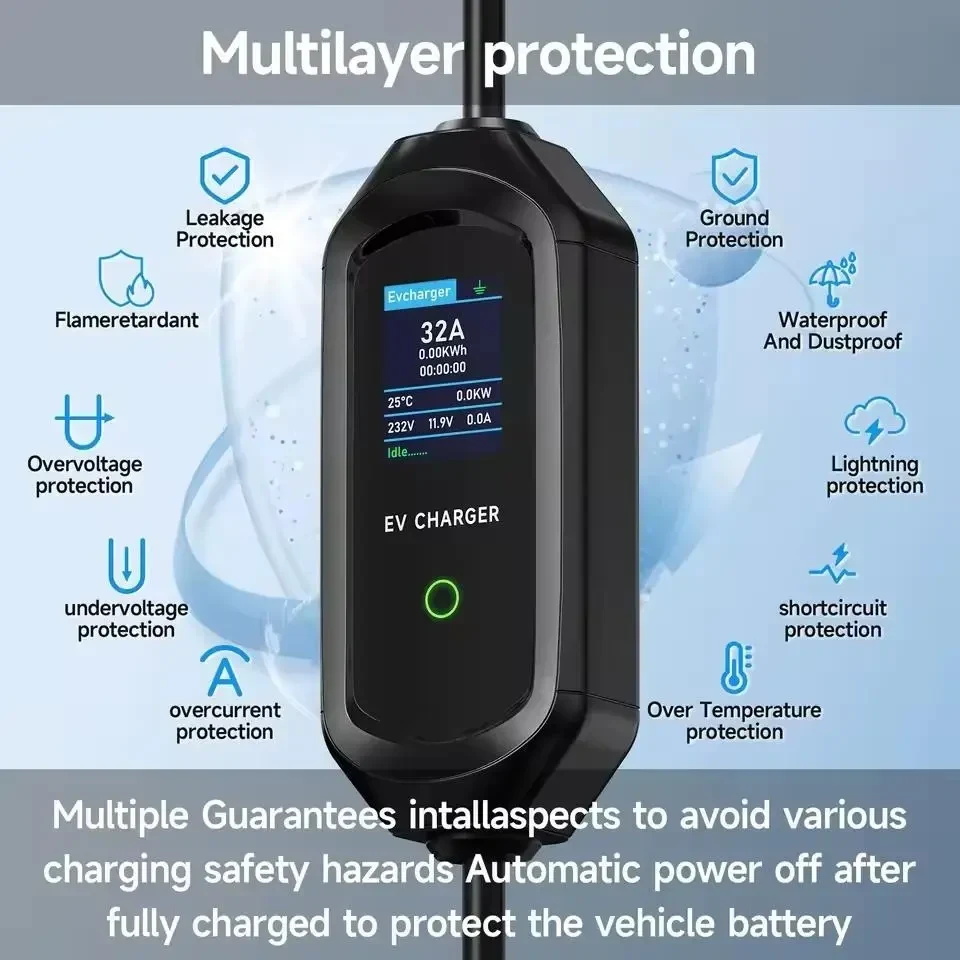 Зарядне для електромобіля AFYEEV 7кВт 32A Type1 5 метрів з функцією Wi-Fi Bluetooth