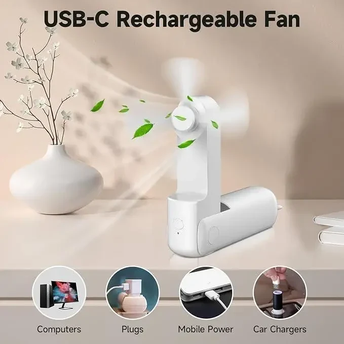 Портативний складний вентилятор Foldable Handheld Fan Білий