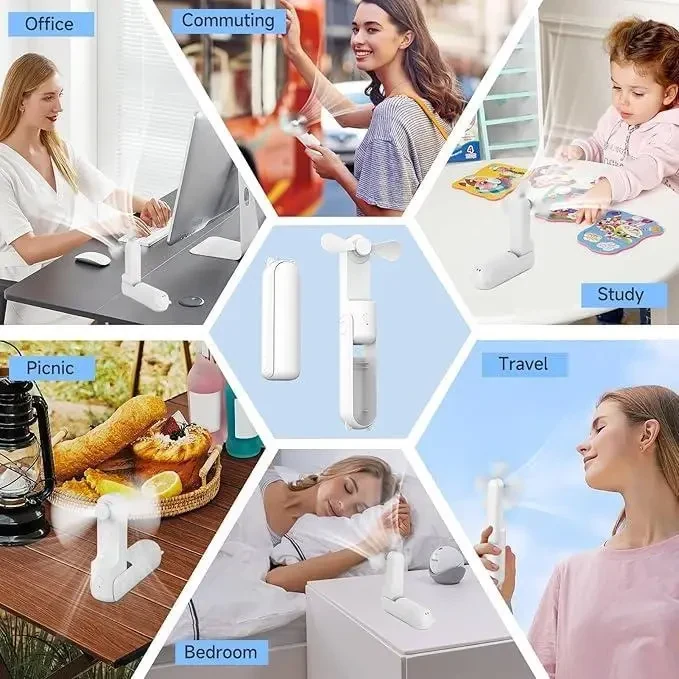 Портативний складний вентилятор Foldable Handheld Fan Білий