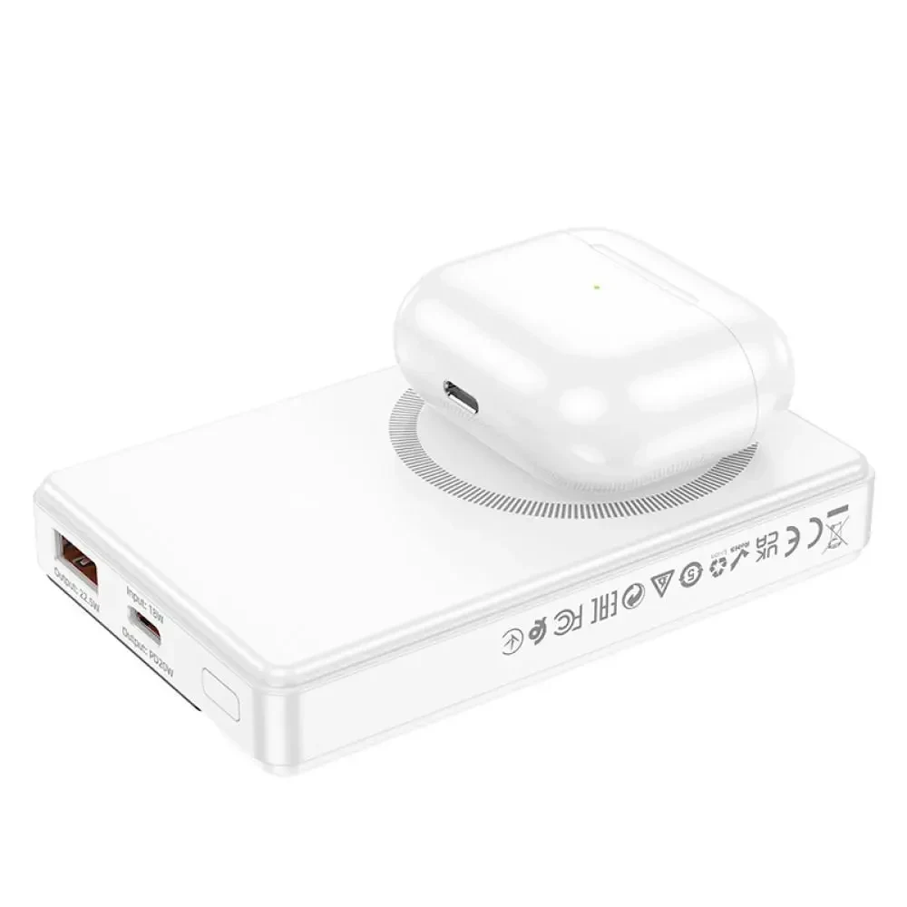 УМБ Power Bank Borofone BJ49 Astute 10000mAh PD20W+22.5W MagSafe з бездротовою зарядкою Білий