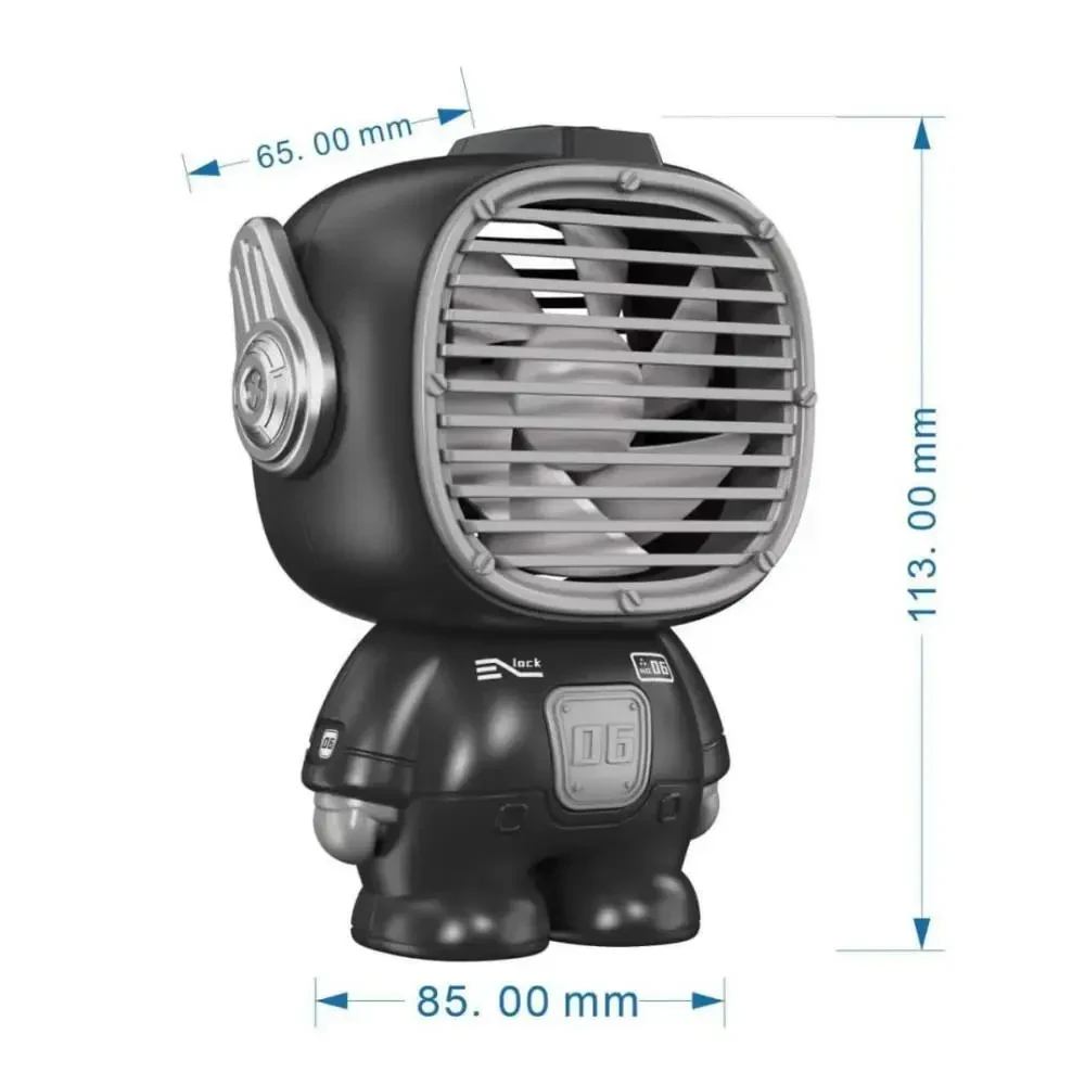 Вентилятор Mini K9 Astronaut (з вбуд. акум. 3 режими) Чорний