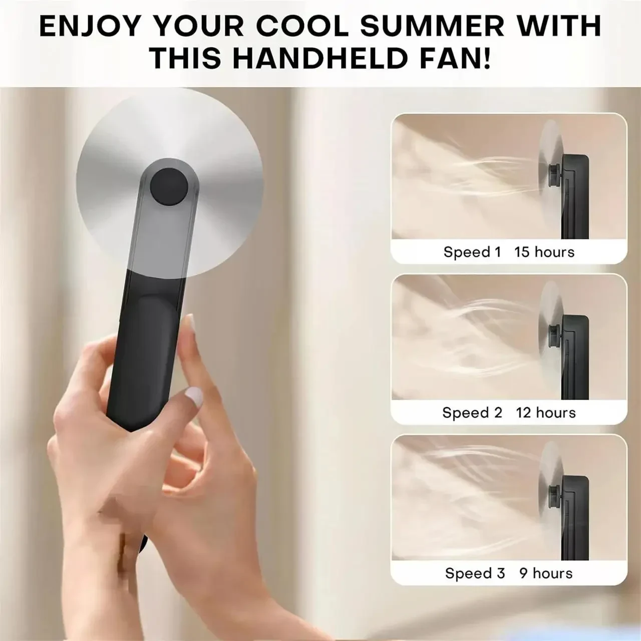 Портативний складний вентилятор Portable Small Pocket Fan Чорний