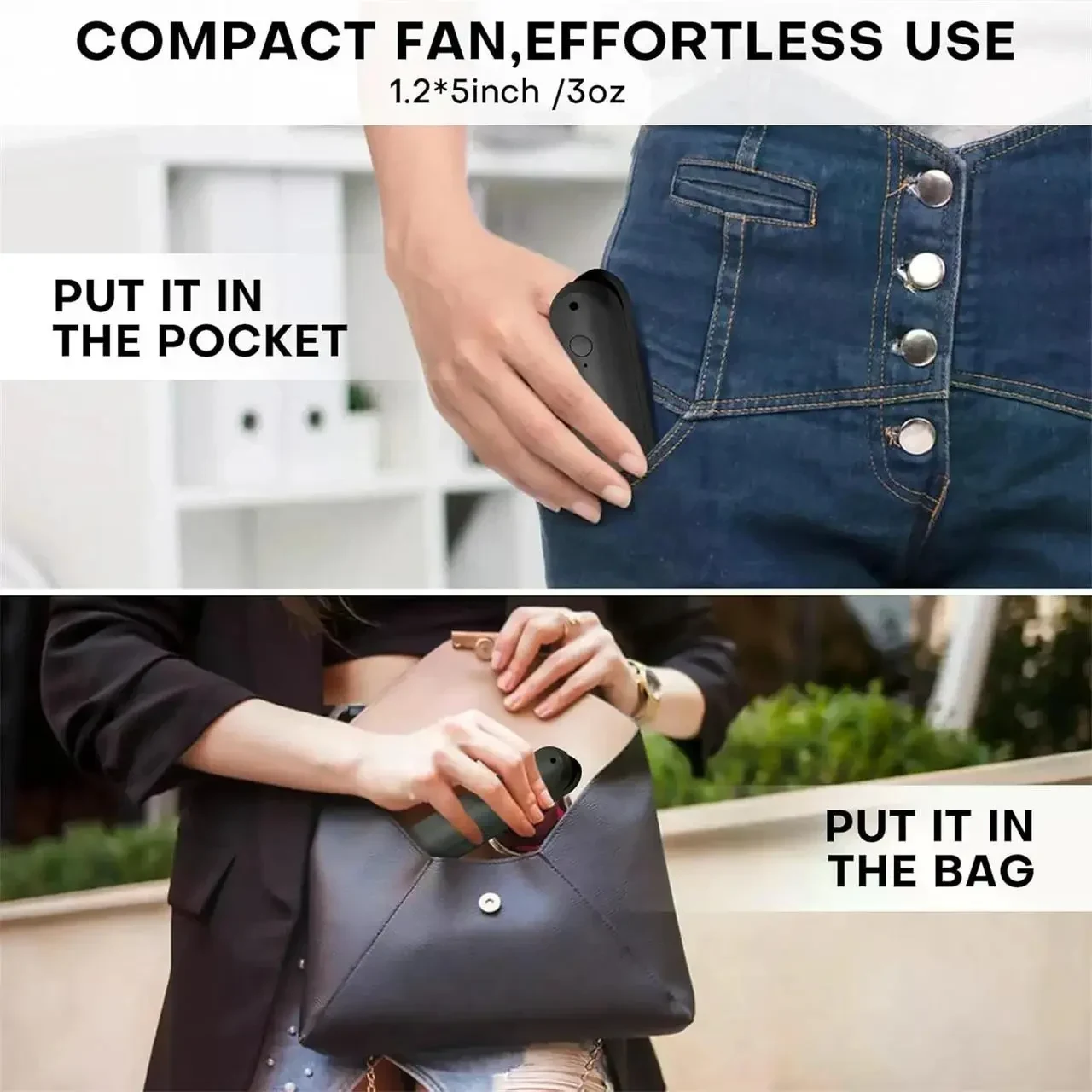 Портативний складний вентилятор Portable Small Pocket Fan Чорний