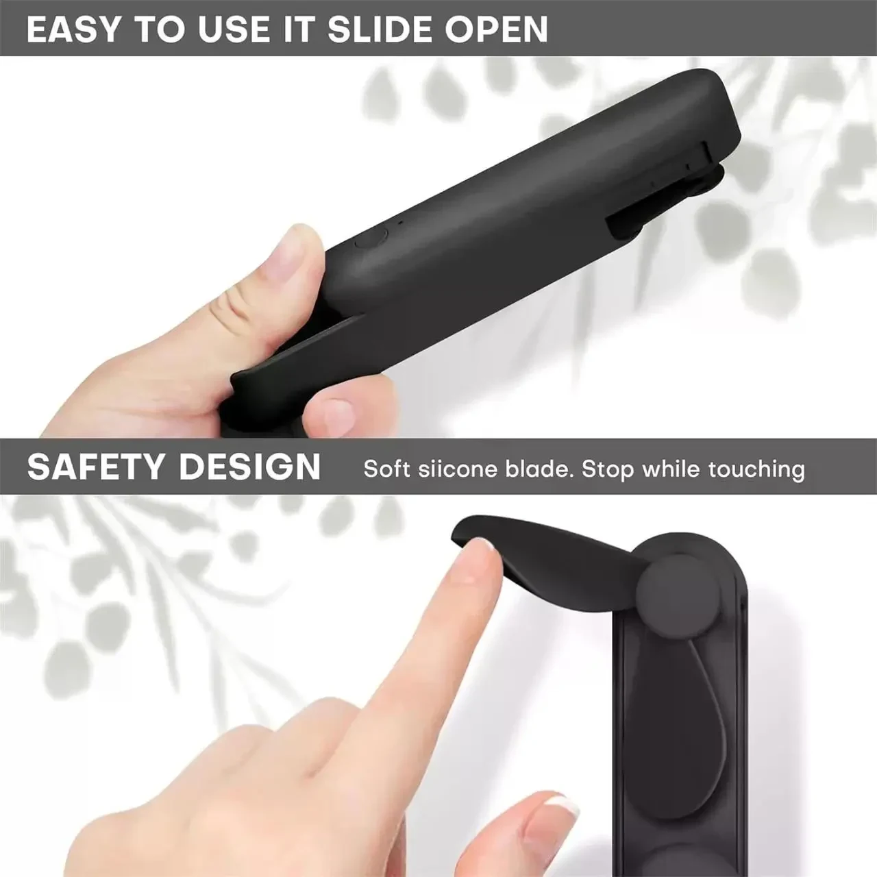 Портативний складний вентилятор Portable Small Pocket Fan Чорний