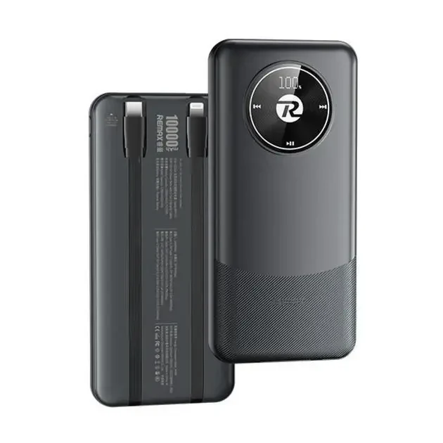 УМБ Power Bank Remax RPP-37 10000mAh 20W+22.5W (with cable Type-C+Lightning) Чорний
