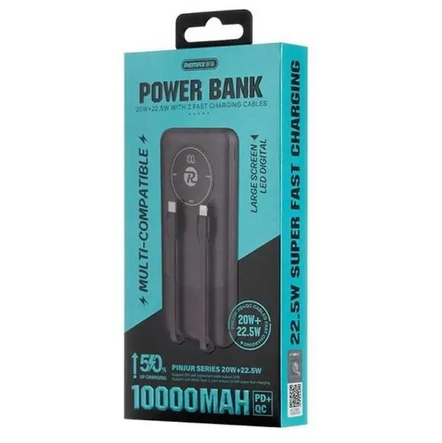 УМБ Power Bank Remax RPP-37 10000mAh 20W+22.5W (with cable Type-C+Lightning) Чорний