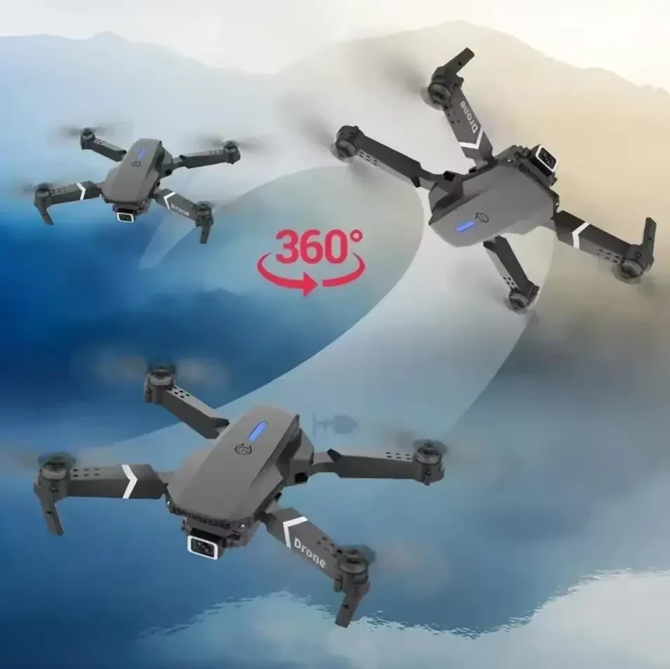 Професійний Дрон E88 4K Wide Angle З HD Камерою Для Дітей — WiFi FPV, Утримання Висоти, Складаний RC Квадрокоптер + Чумка-чохол в