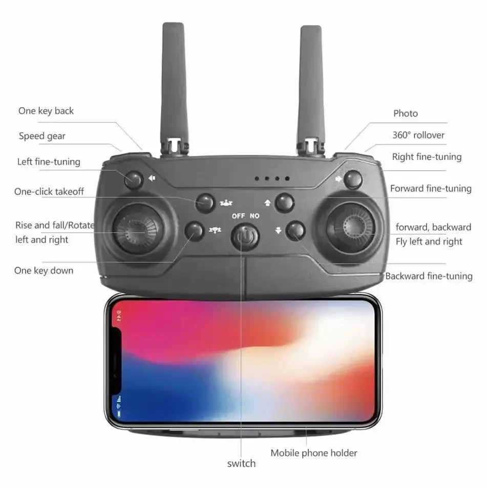 Професійний Дрон E88 4K Wide Angle З HD Камерою Для Дітей — WiFi FPV, Утримання Висоти, Складаний RC Квадрокоптер + Чумка-чохол в