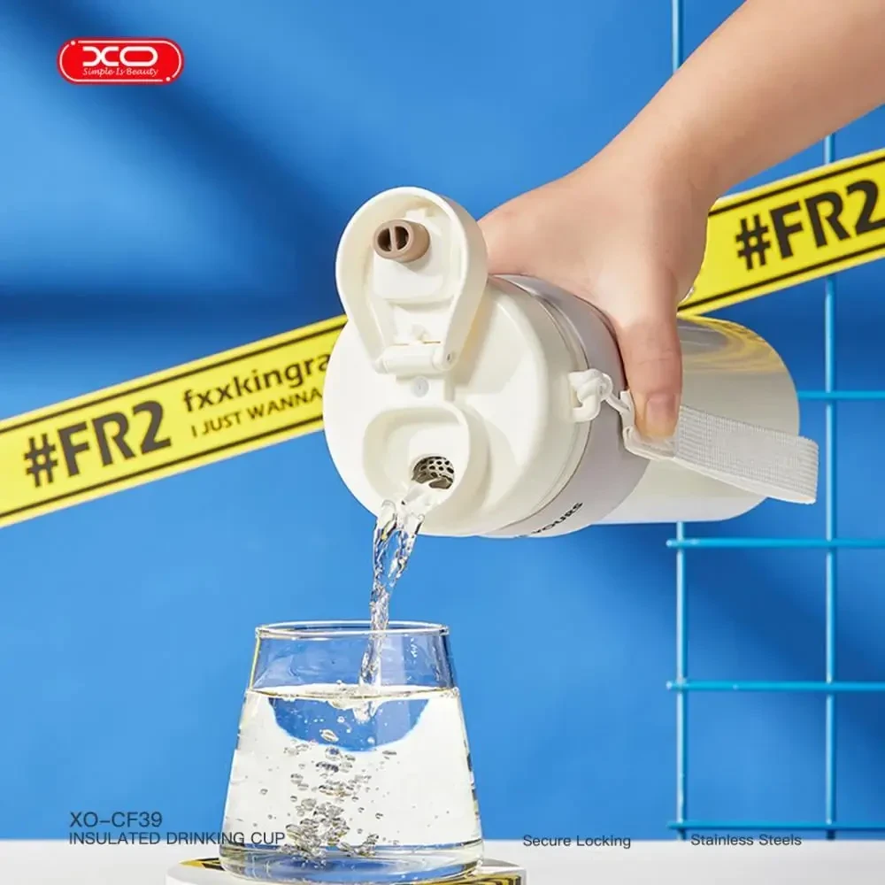 Термокружка (термос) XO CF39 500ml з ремінцем і кришкою для пиття, Білий