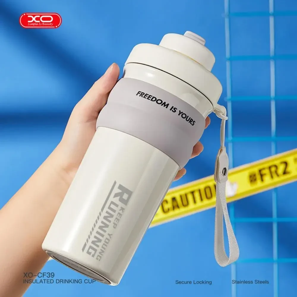 Термокружка (термос) XO CF39 500ml з ремінцем і кришкою для пиття, Білий