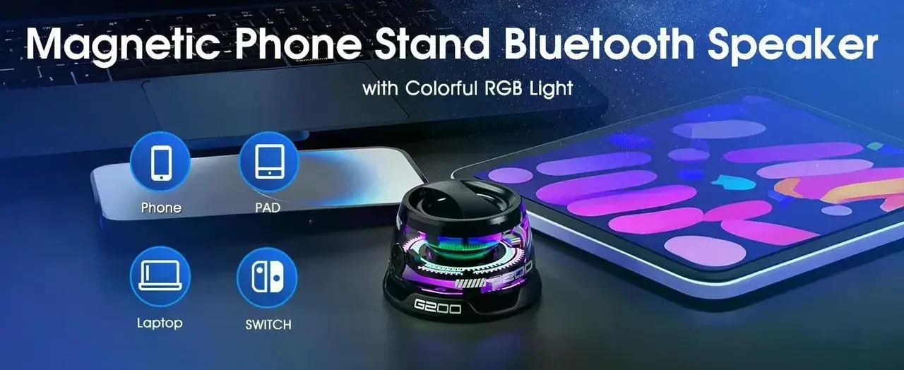 Безпровідна акустична система Magnetic Bluetooth Speaker з RGB підсвіткою, Чорний