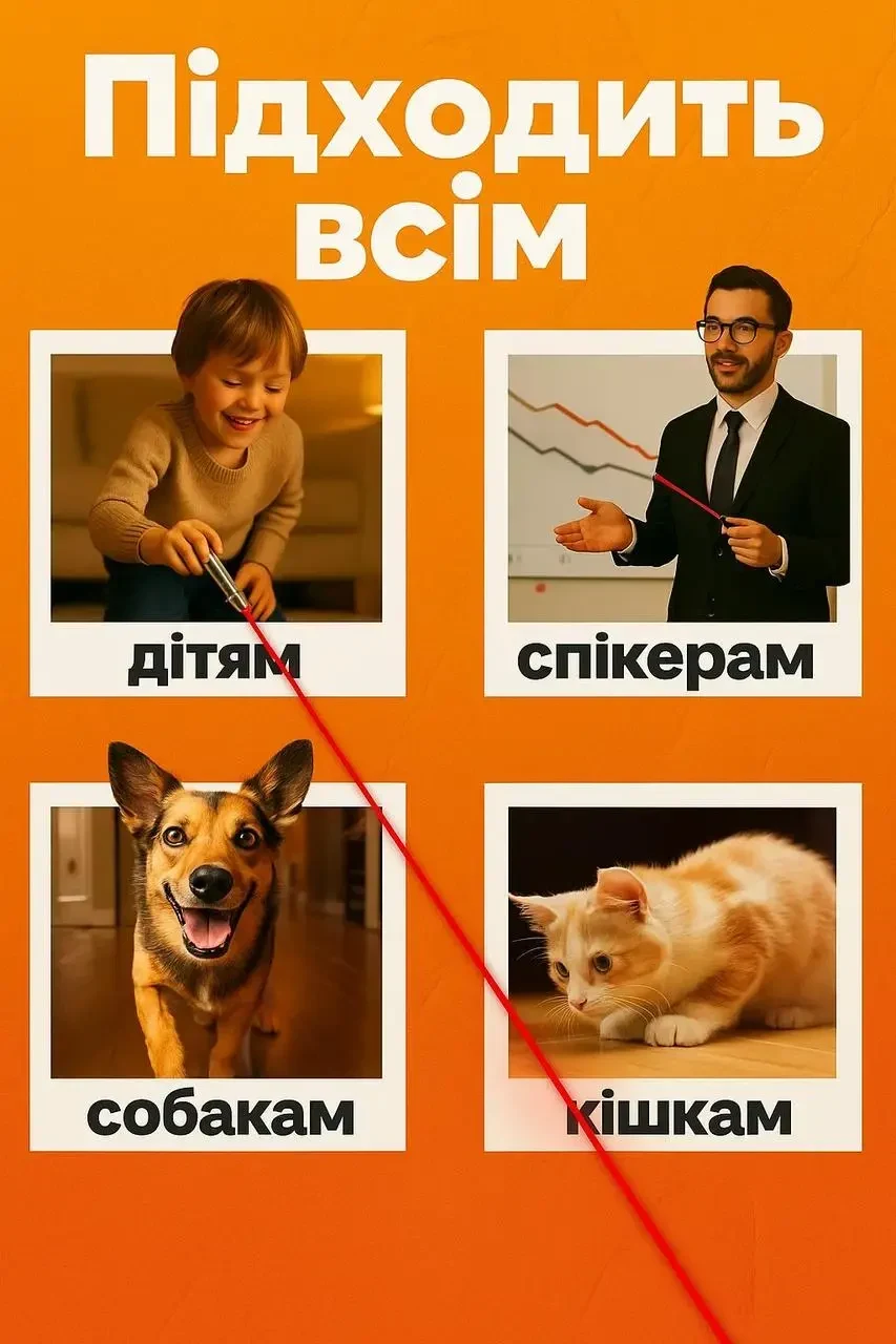 Лазерна указка Cat Laser Pointer Toy для кота з вбудованим акумулятором та зарядкою від USB (5 проекцій, UV ліхтарик + звичайний)