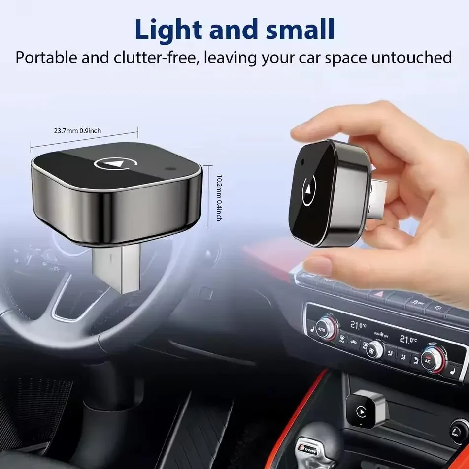 2-в-1 Безпровідний CarPlay, Android Auto адаптер Pionray – перетворює дротовий CarPlay, Android Auto у безпровідний, Plug & Play